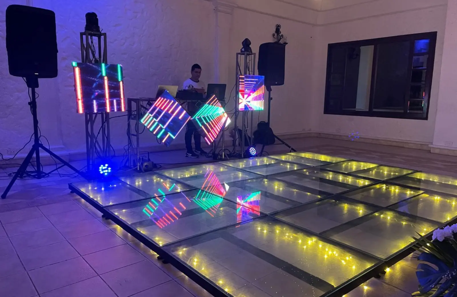Pista de cristal con luces LED integradas para eventos de gala